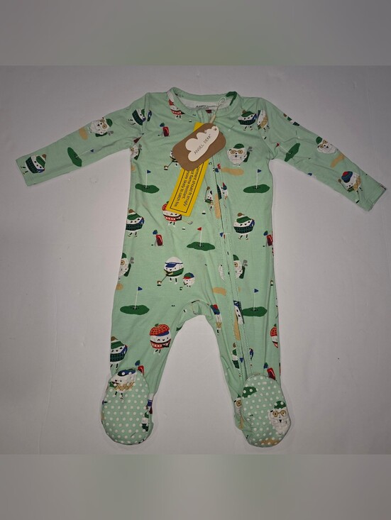 Angel Dear Other - Angel Dear Mint Green Golf Character Footed Pajamas
